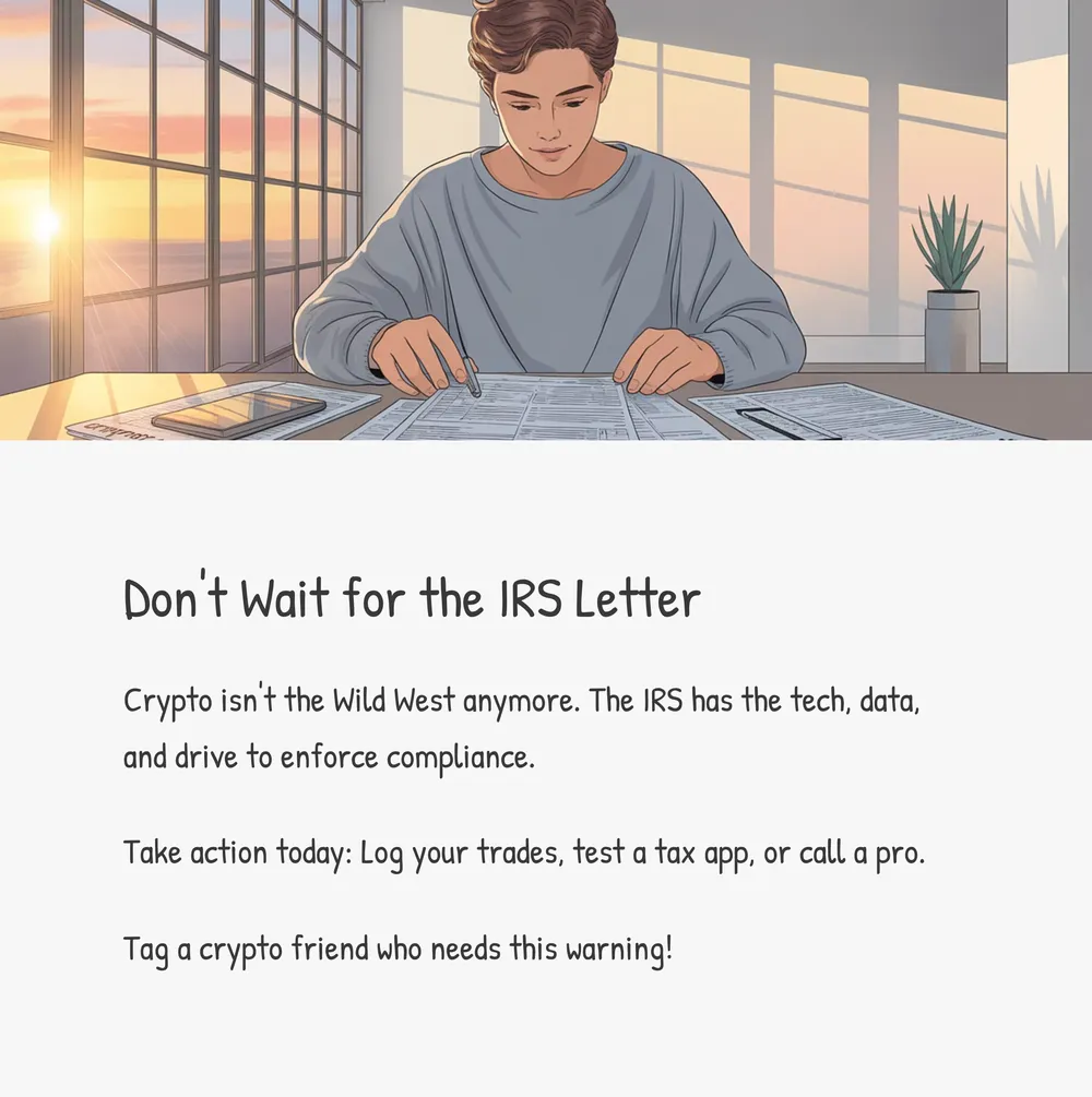 A person setting up crypto tax software on a tablet with tax forms nearby